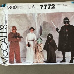 McCALL’S Vintage 1981 Kids Star Wars Costume Pattern 7772 Size Small
